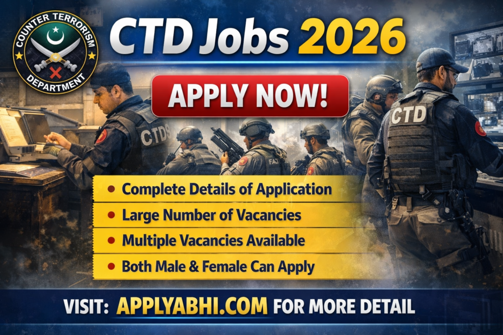 CTD Jobs 2026 – Online Apply Now | Latest Counter Terrorism Department Vacancies