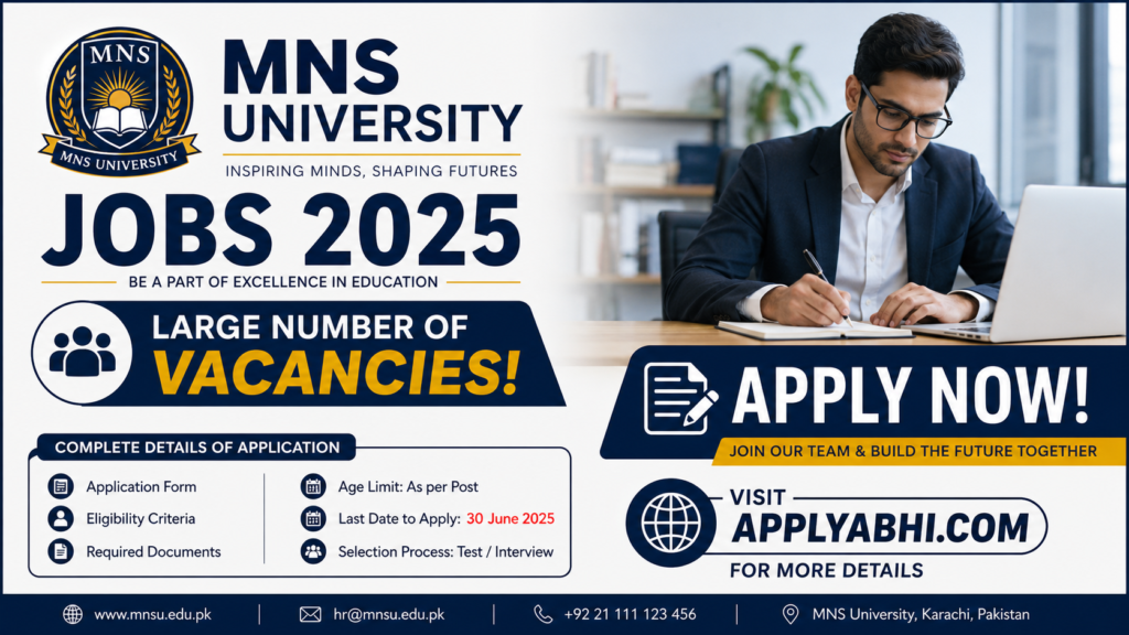 MNS University Jobs 2026 | Online Apply Now - Latest Advertisement