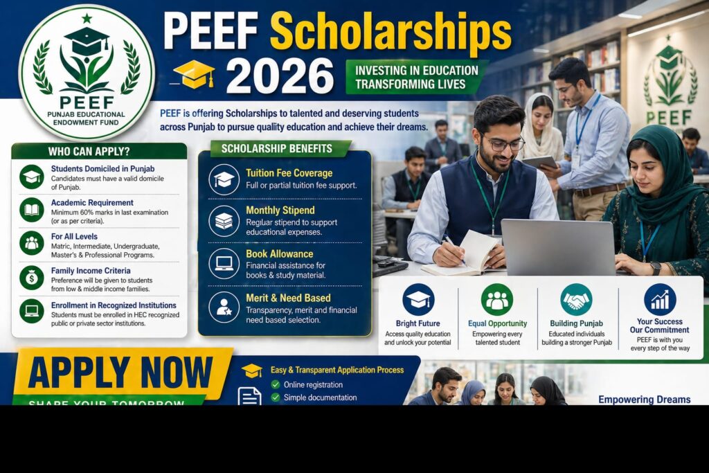 PEEF Scholarships 2026 – Online Apply | Punjab Govt Educational Support Program